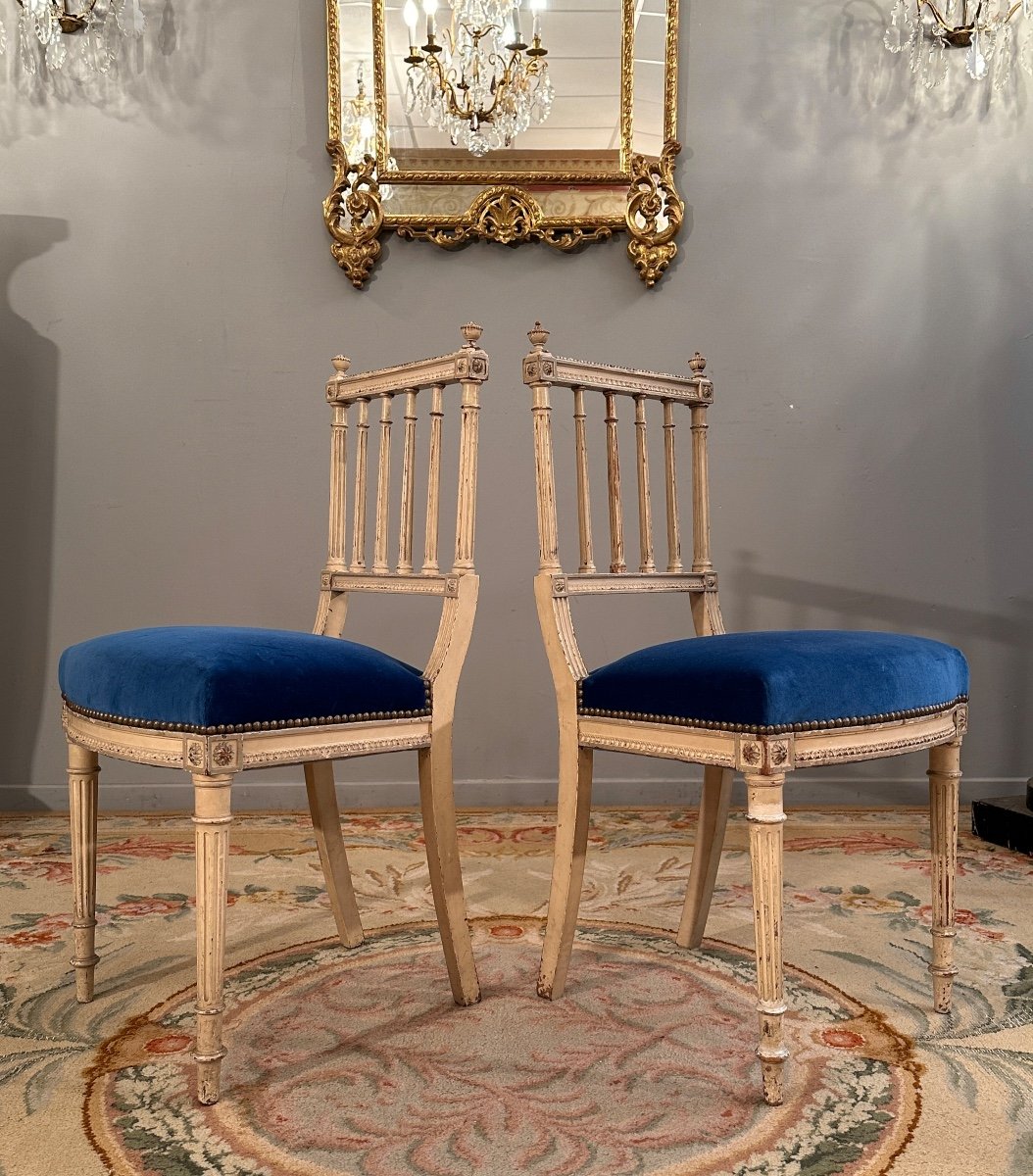 Pair Of Louis XVI Style Chairs 19th Century-photo-2