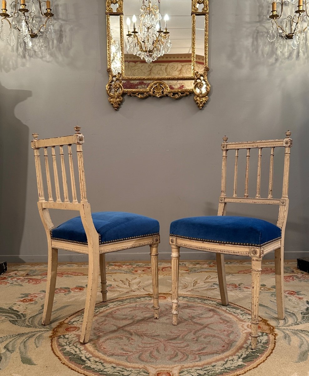 Pair Of Louis XVI Style Chairs 19th Century-photo-3