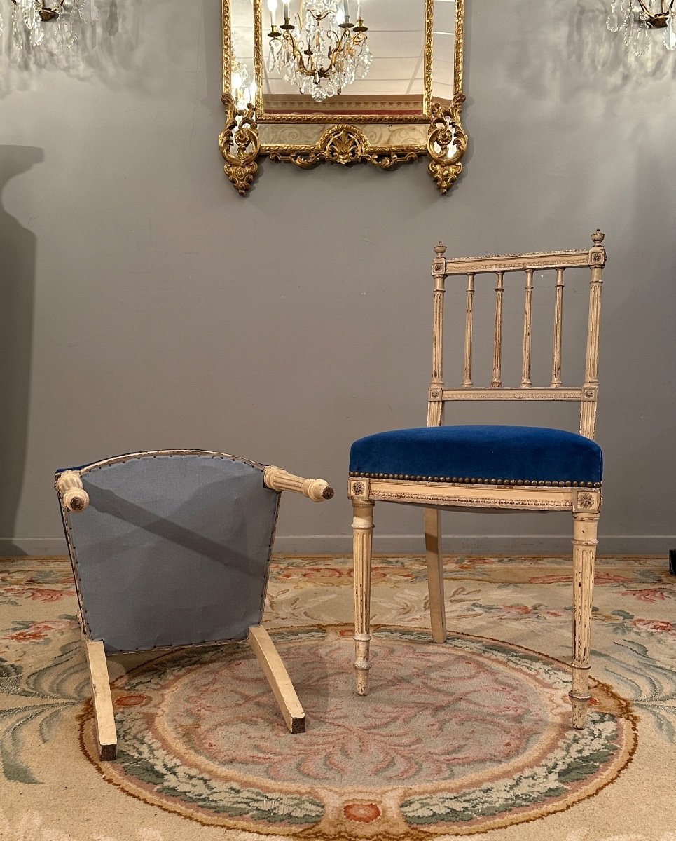 Pair Of Louis XVI Style Chairs 19th Century-photo-4