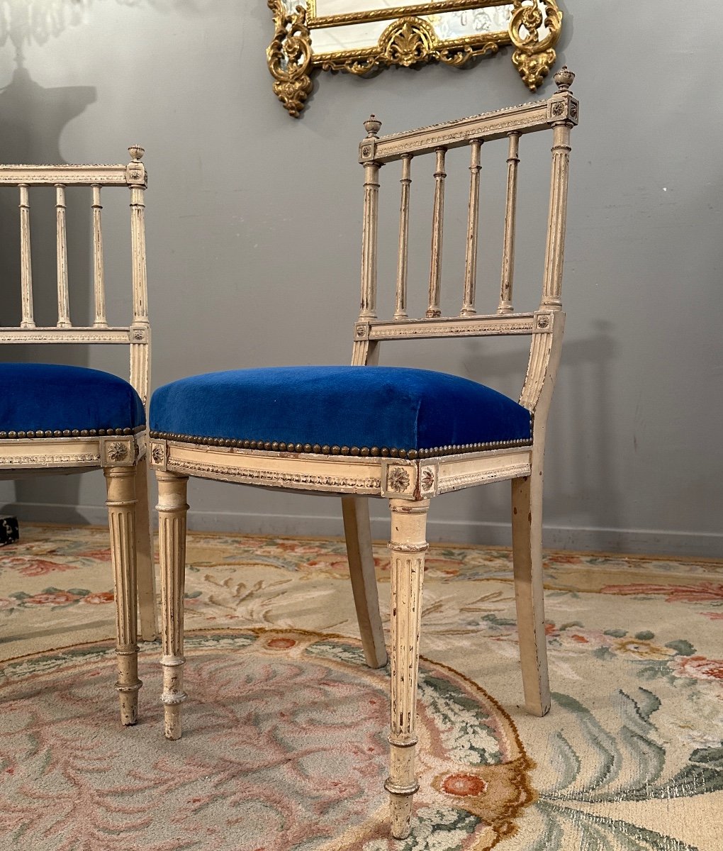 Pair Of Louis XVI Style Chairs 19th Century-photo-6