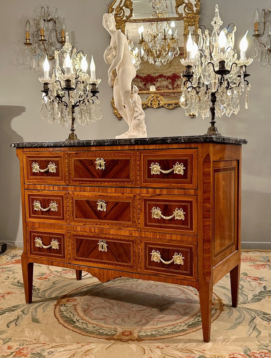 Commode En Marqueterie d'Epoque Louis XVI Vers 1780-photo-3