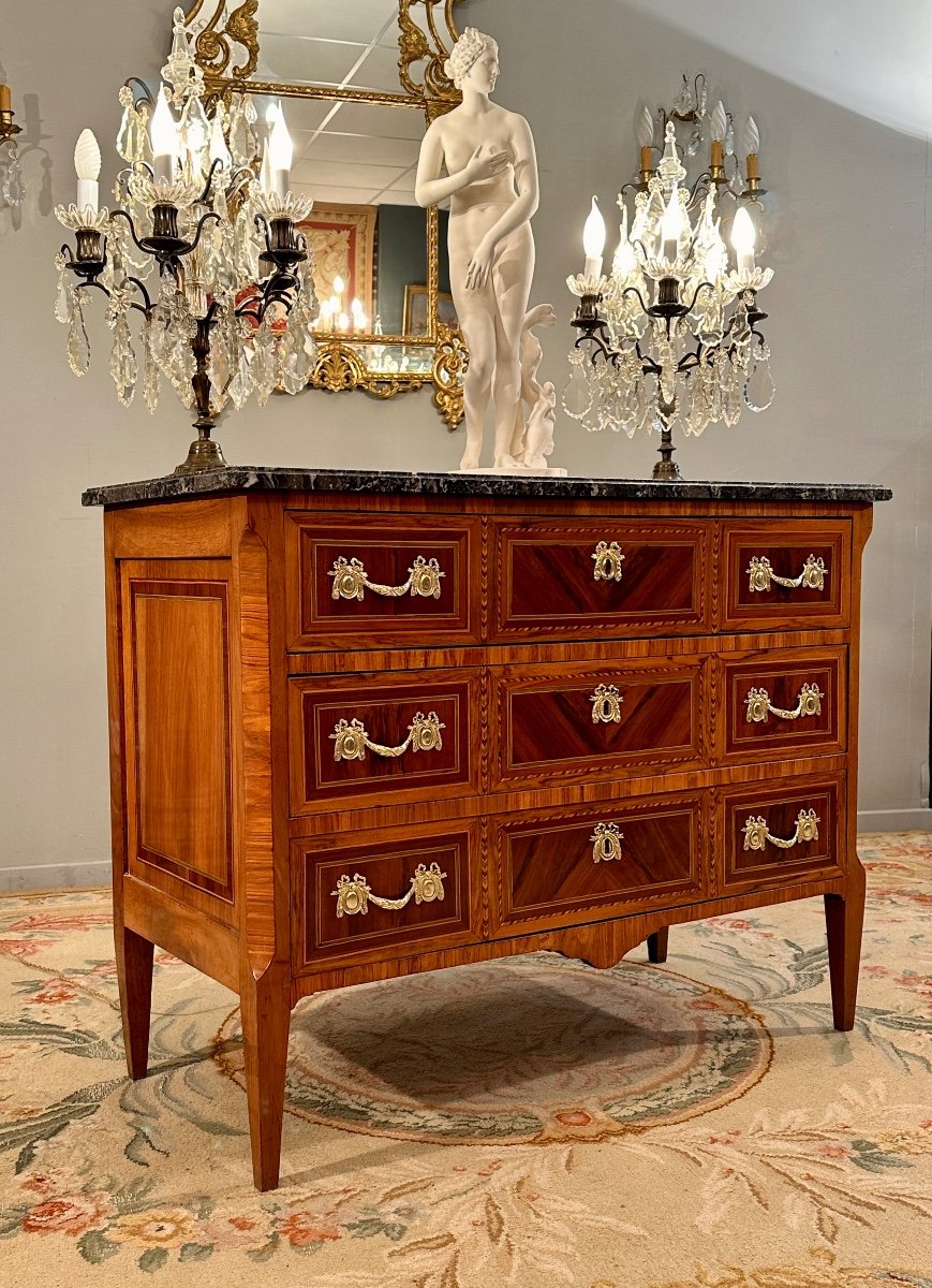 Commode En Marqueterie d'Epoque Louis XVI Vers 1780-photo-2