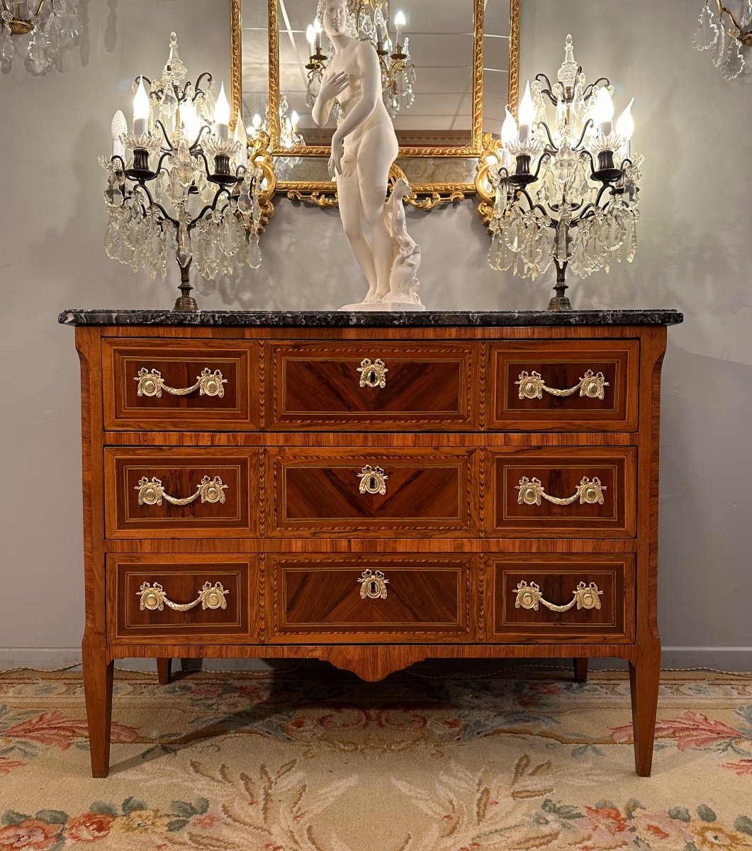 Commode En Marqueterie d'Epoque Louis XVI Vers 1780-photo-4