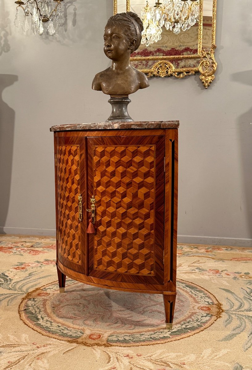 Louis XVI Period Marquetry Corner Around 1780-photo-2
