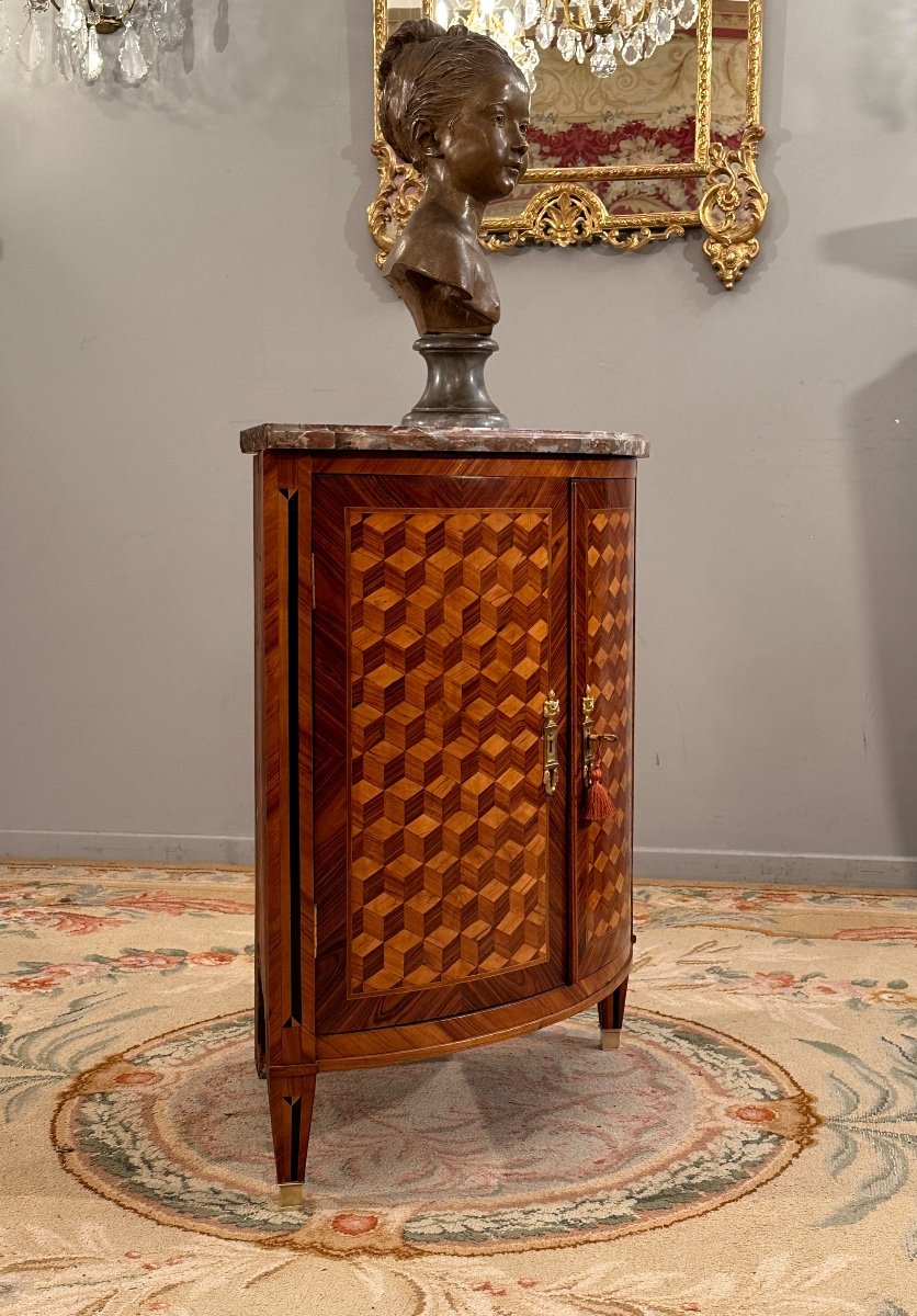 Louis XVI Period Marquetry Corner Around 1780-photo-4
