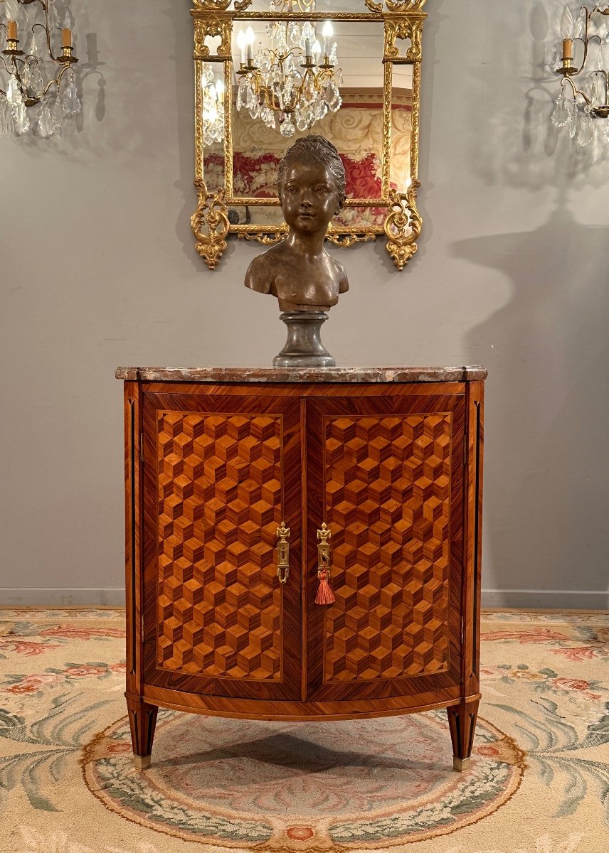 Louis XVI Period Marquetry Corner Around 1780-photo-5