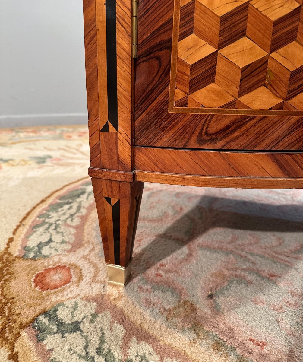 Louis XVI Period Marquetry Corner Around 1780-photo-6