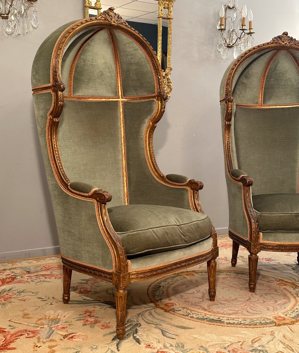 Pair Of Shepherdess In Confessional Golden Wood Napoleon III Period Circa 1870-photo-2