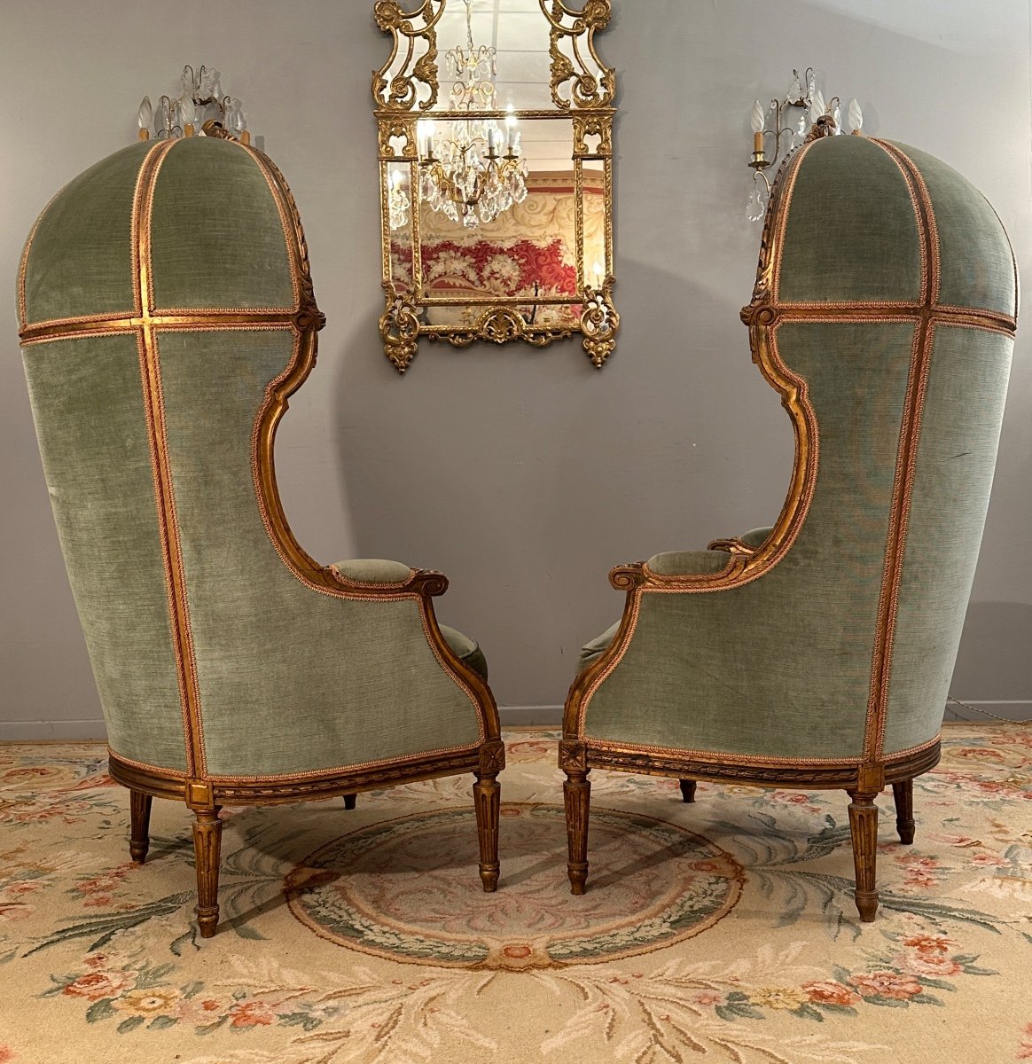 Pair Of Shepherdess In Confessional Golden Wood Napoleon III Period Circa 1870-photo-3