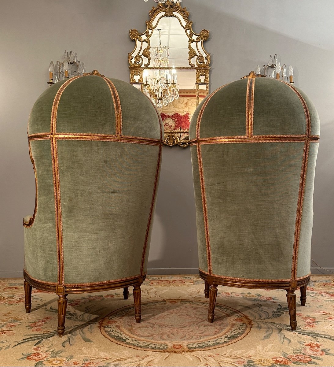 Pair Of Shepherdess In Confessional Golden Wood Napoleon III Period Circa 1870-photo-5