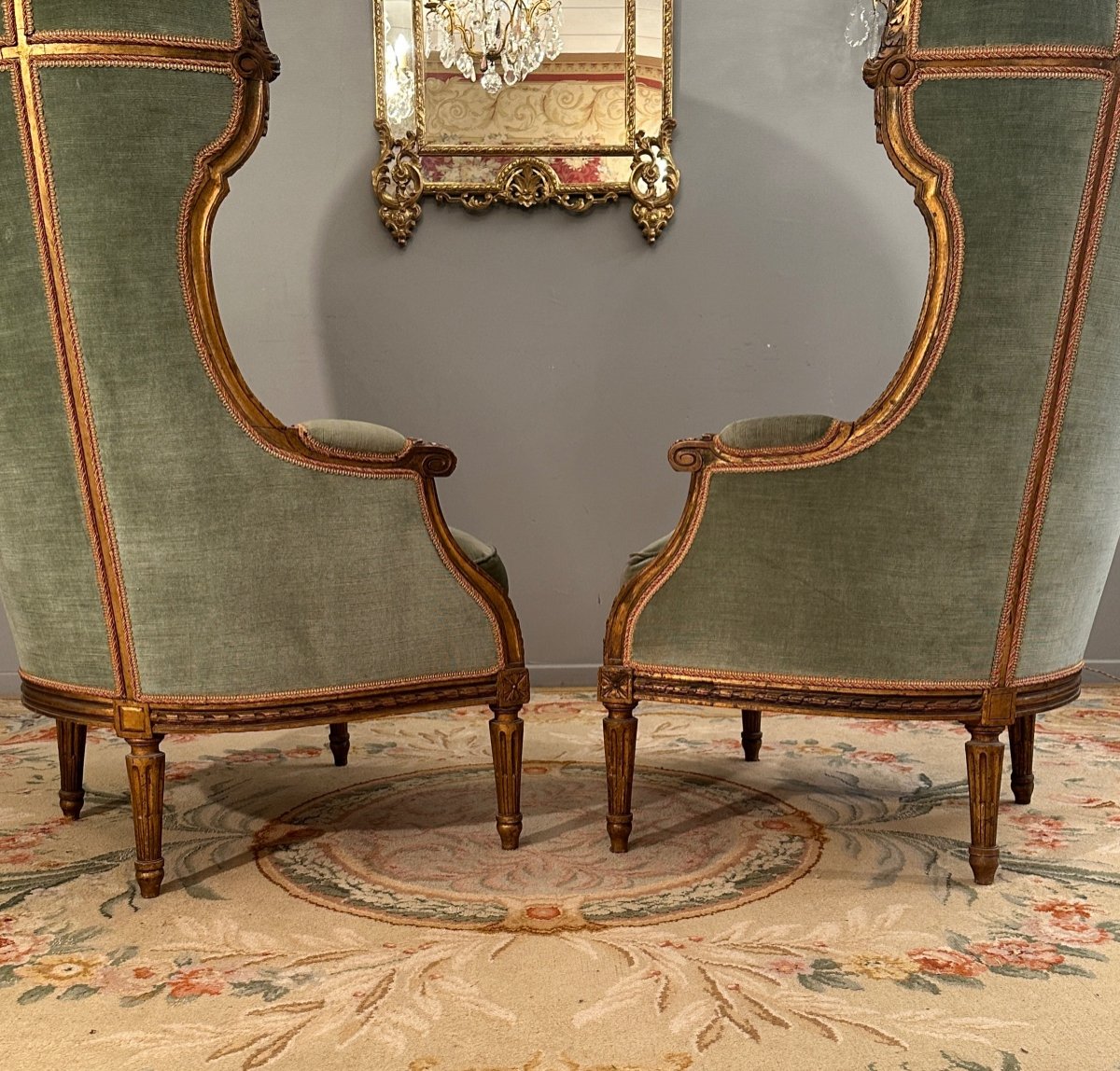 Pair Of Shepherdess In Confessional Golden Wood Napoleon III Period Circa 1870-photo-7