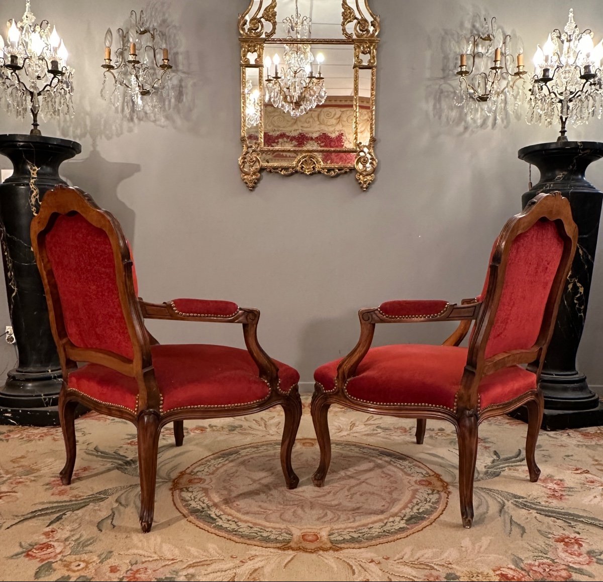 Large Paire De Fauteuils De Style Louis XV Vers 1900-photo-3