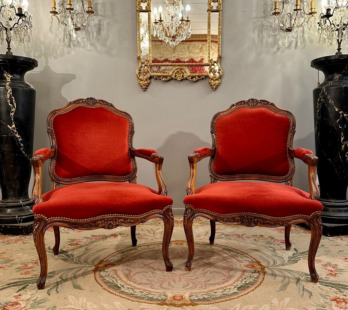 Large Paire De Fauteuils De Style Louis XV Vers 1900-photo-7