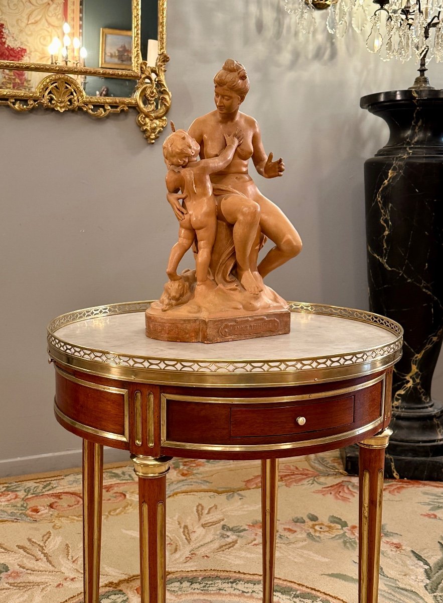 Louis XVI Style Mahogany Hot Water Bottle Pedestal Table Napoleon III Period-photo-2