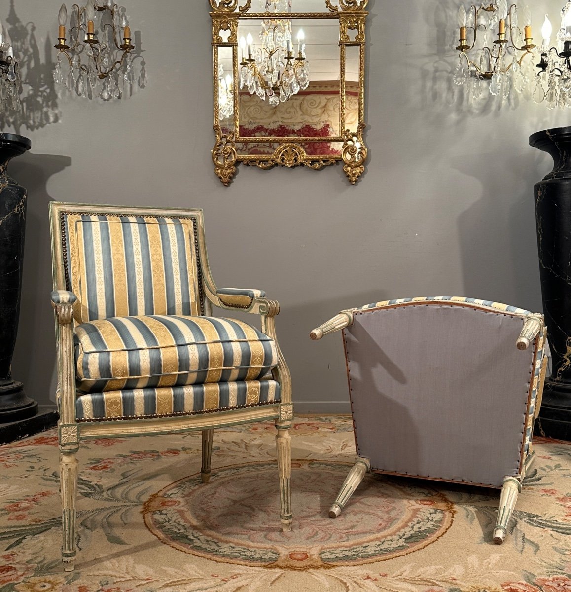 Pair Of Louis XVI Style Queen Armchairs Circa 1900-photo-4
