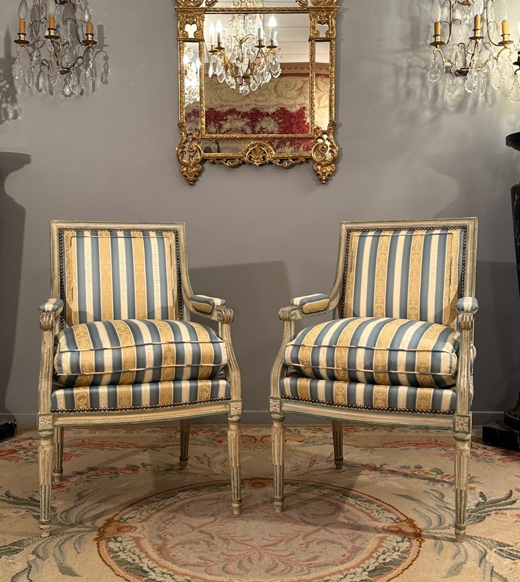 Pair Of Louis XVI Style Queen Armchairs Circa 1900