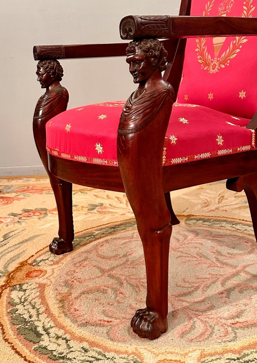 Bernard Molitor,  Fauteuil En Acajou d'Epoque Consulat Vers 1800-photo-4