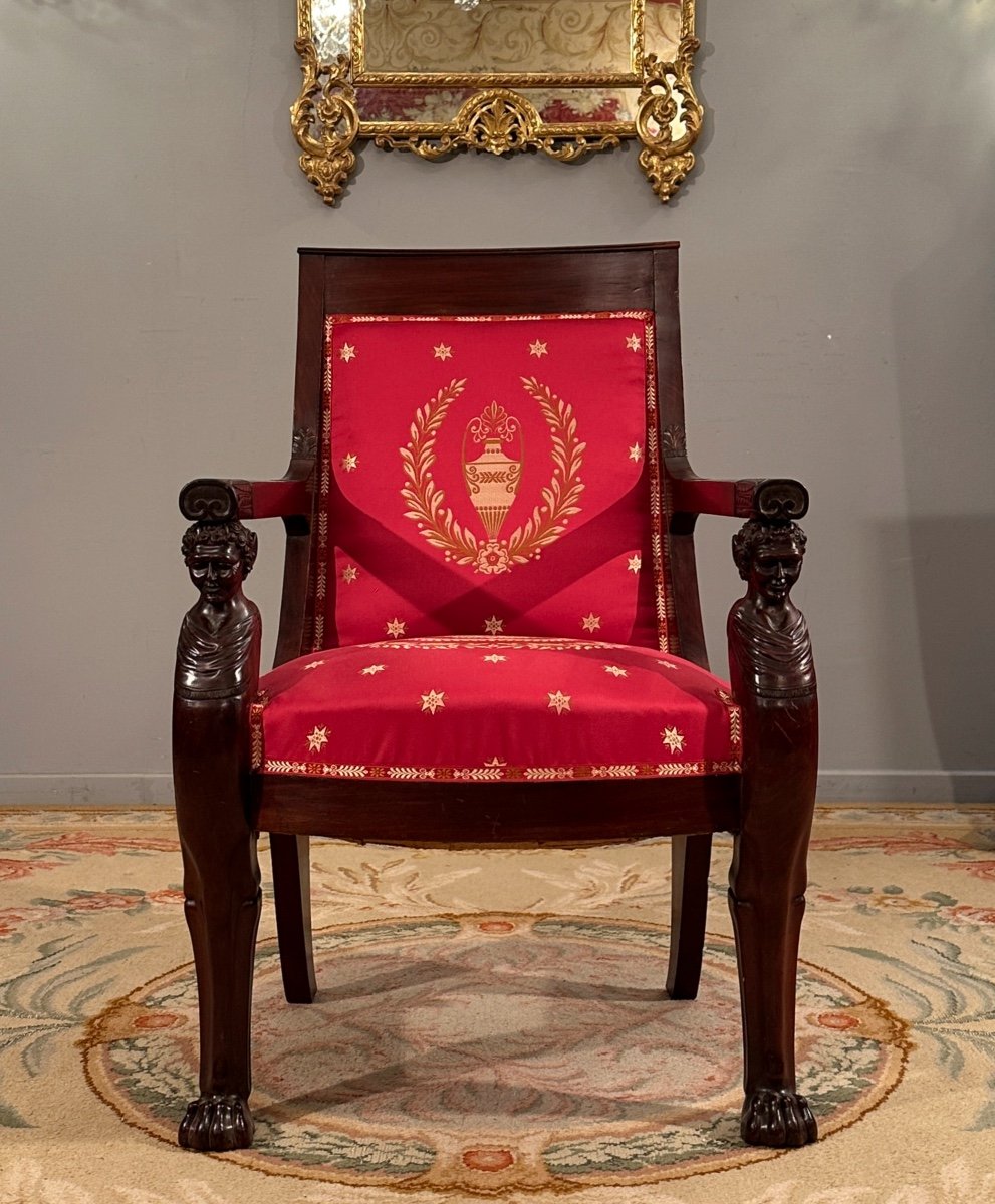 Bernard Molitor,  Fauteuil En Acajou d'Epoque Consulat Vers 1800-photo-3