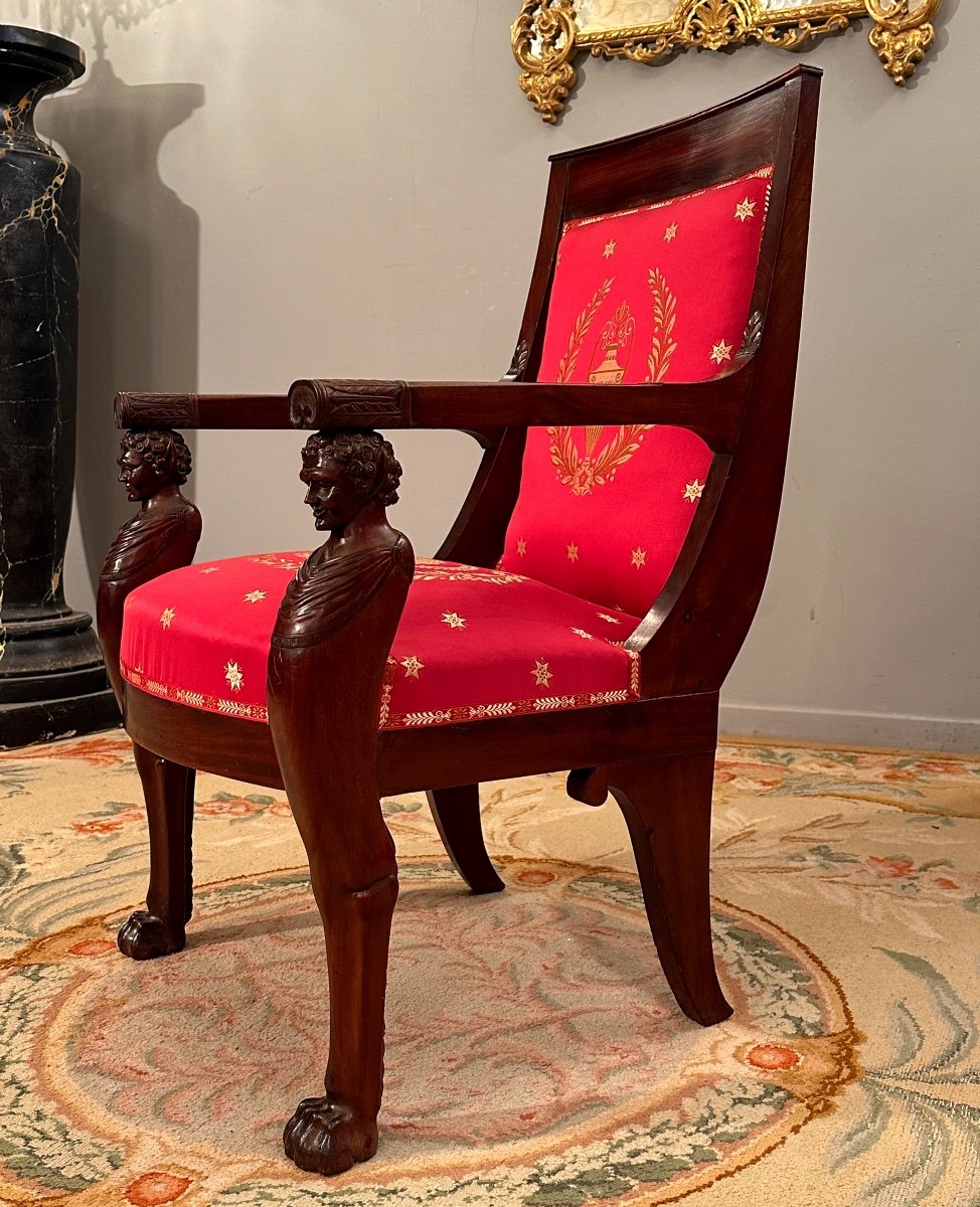 Bernard Molitor,  Fauteuil En Acajou d'Epoque Consulat Vers 1800-photo-3