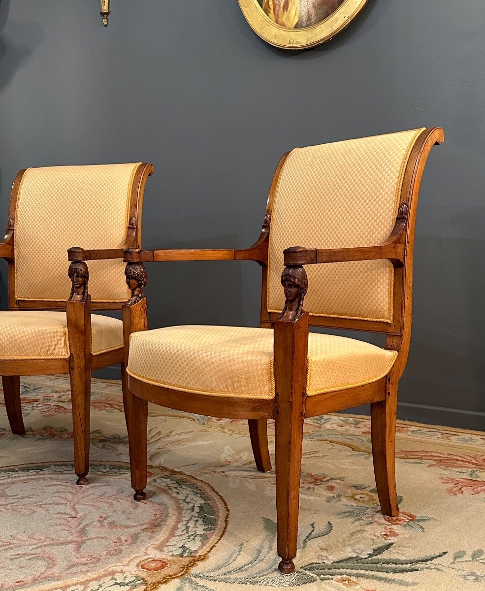 Jacob, Pair Of Consulate Period Armchairs Around 1800-photo-3