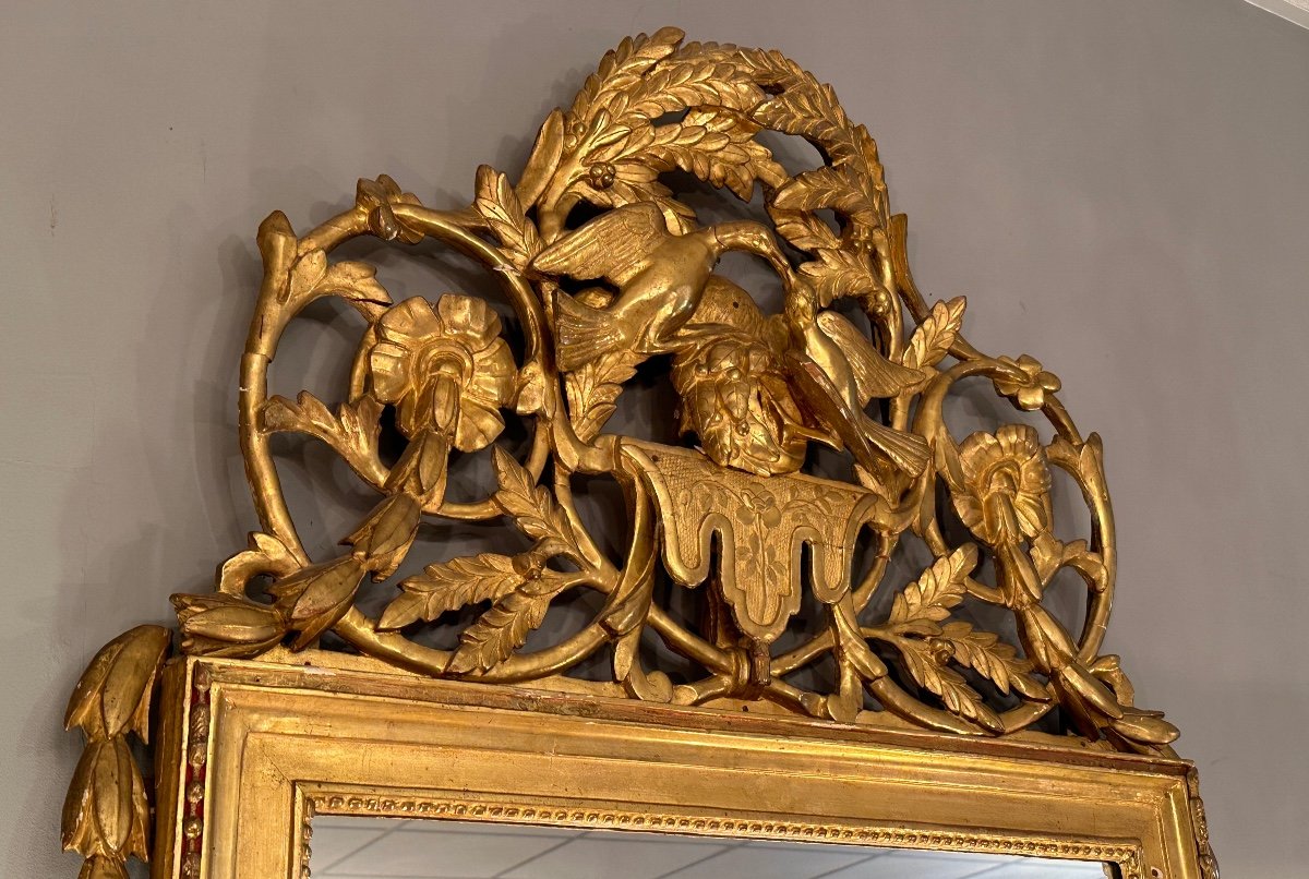 Large Louis XVI Period Gilded Wood Mirror Circa 1780-photo-3