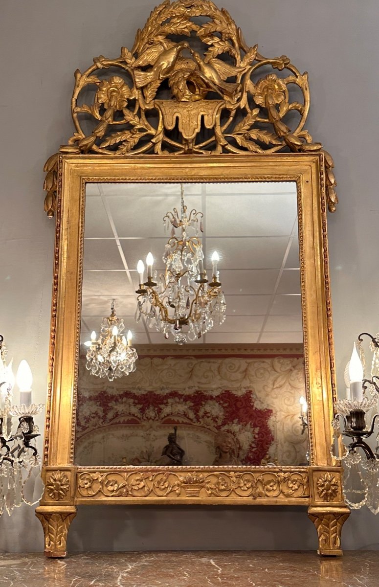 Large Louis XVI Period Gilded Wood Mirror Circa 1780-photo-1