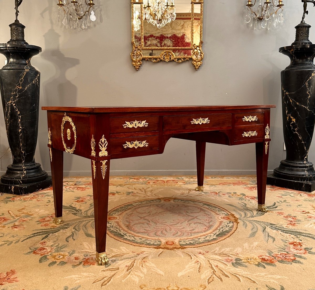 Empire Style Mahogany Ceremonial Flat Desk Return From Egypt 19th Century