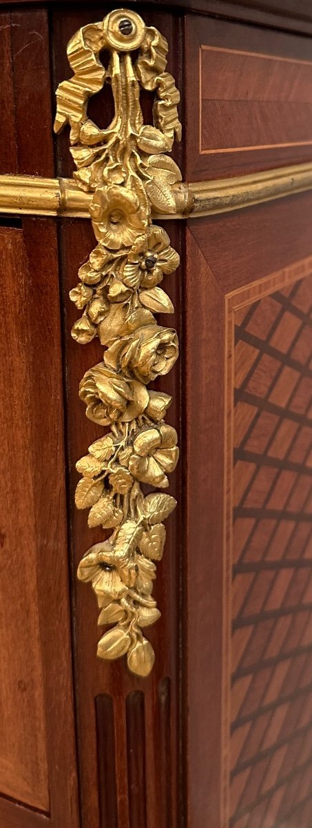 Maison Krieger, Louis XVI Style Marquetry Chest Of Drawers, 19th Century-photo-1
