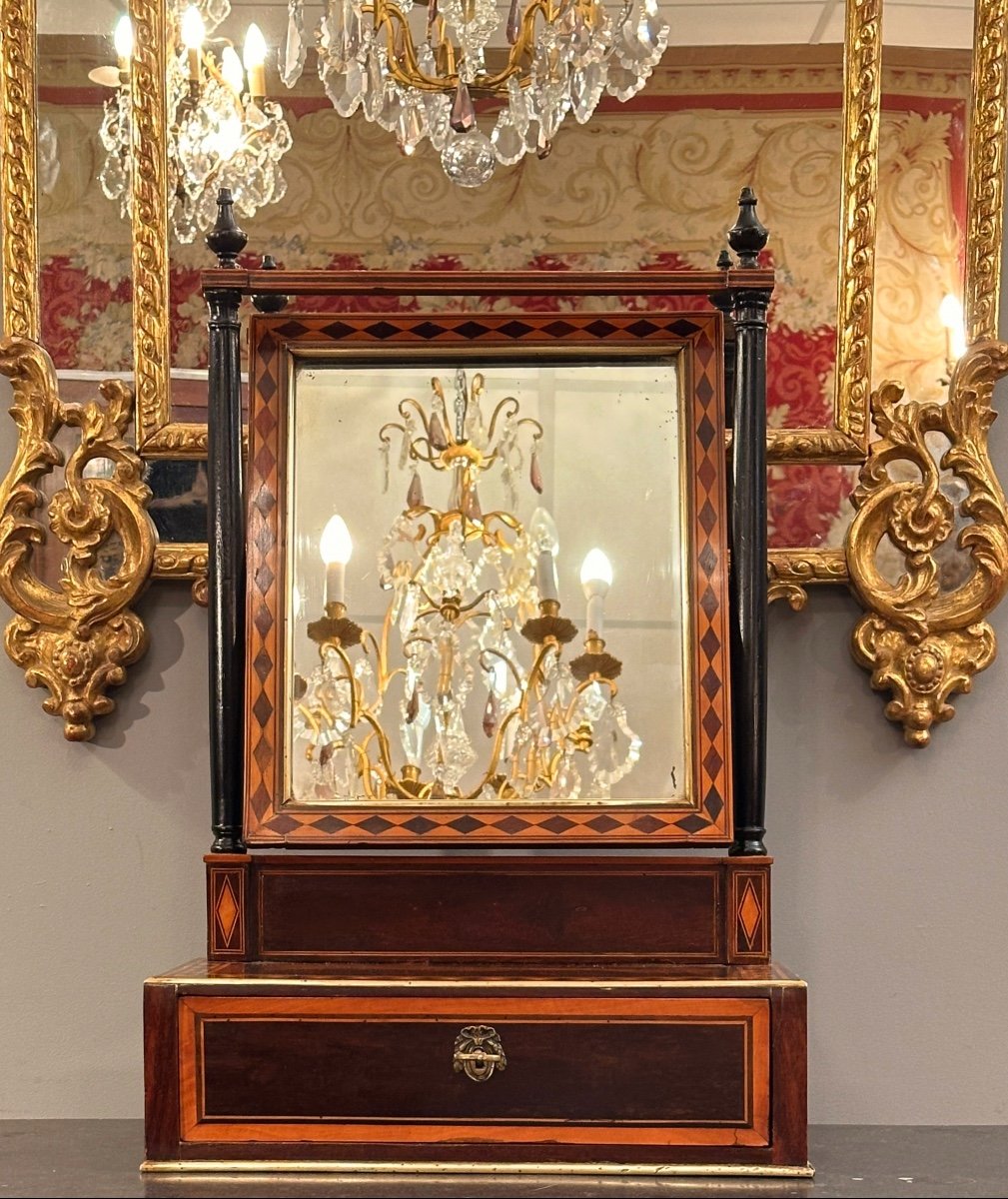 Louis XVI Period Marquetry Table Psyche Around 1780-photo-2