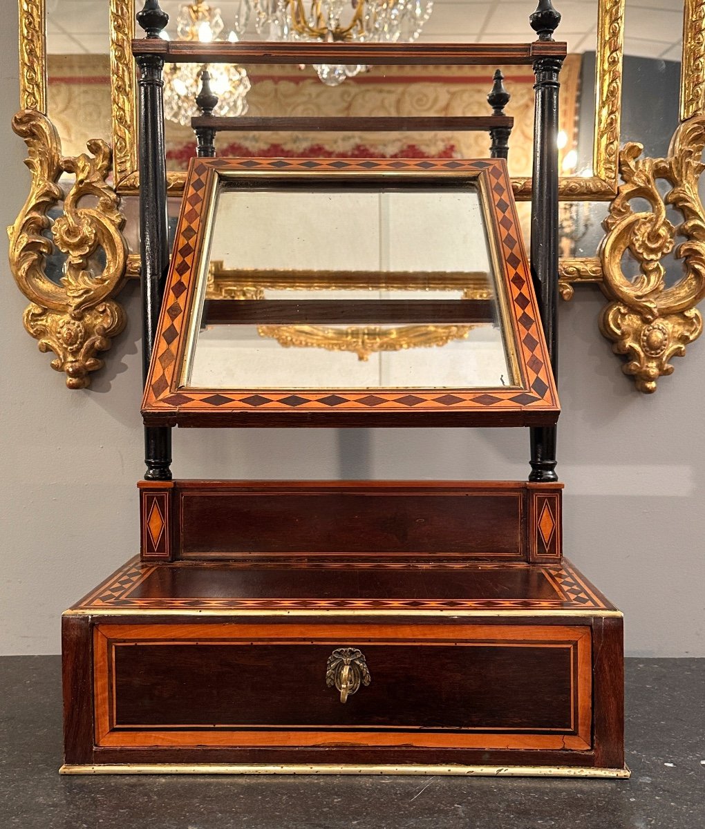 Louis XVI Period Marquetry Table Psyche Around 1780-photo-3