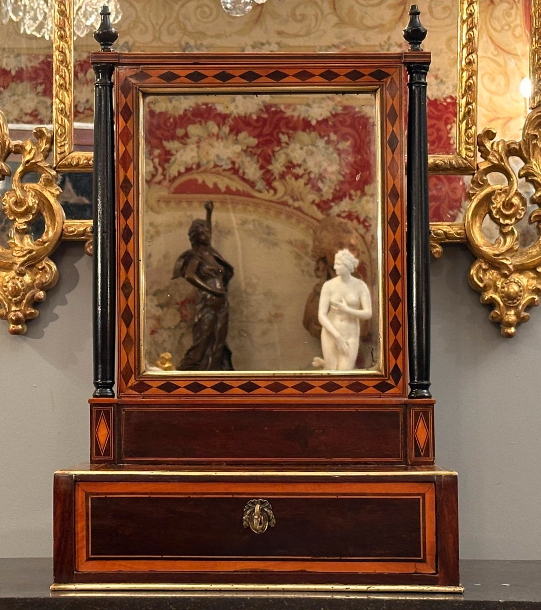 Louis XVI Period Marquetry Table Psyche Around 1780-photo-5