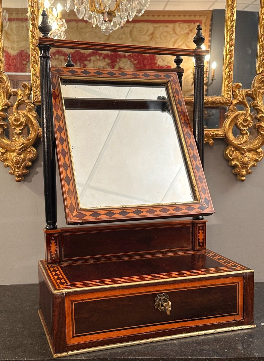 Louis XVI Period Marquetry Table Psyche Around 1780-photo-6