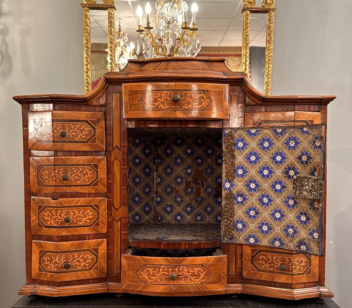 Small Cabinet In Marquetry From The 18th Century Around 1750-photo-2