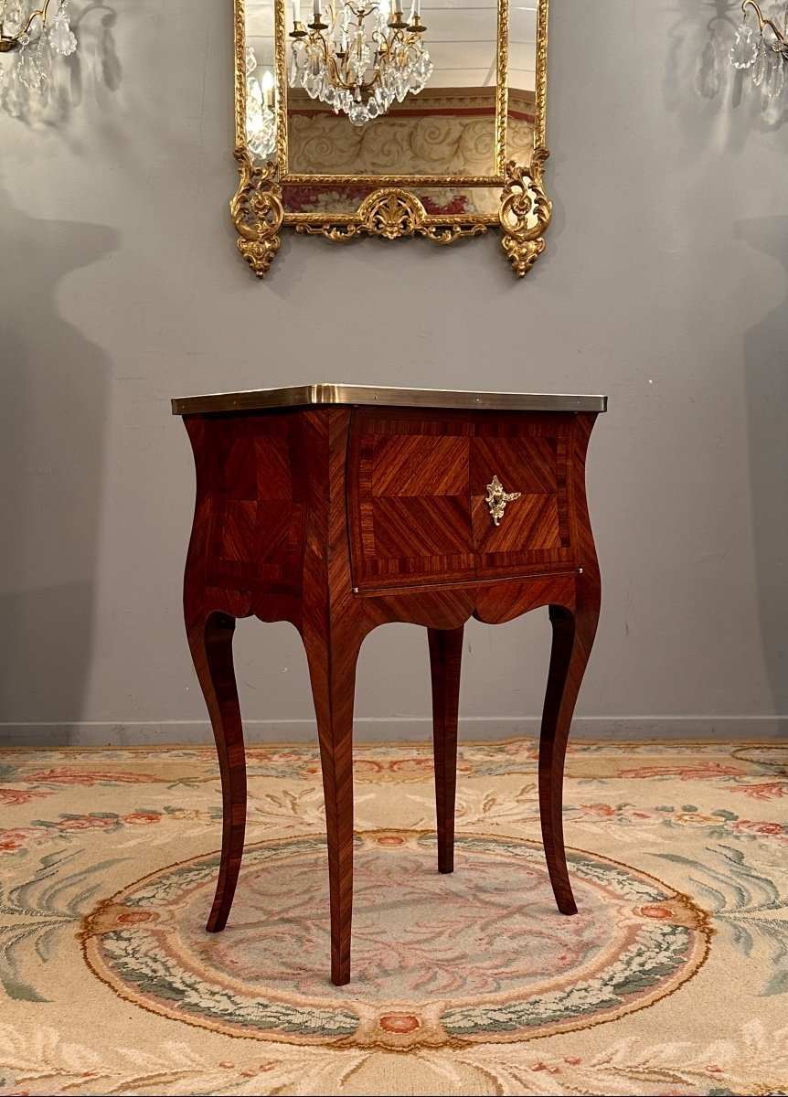 Small Table Between Two In Marquetry, Louis XV Period Around 1750-photo-2