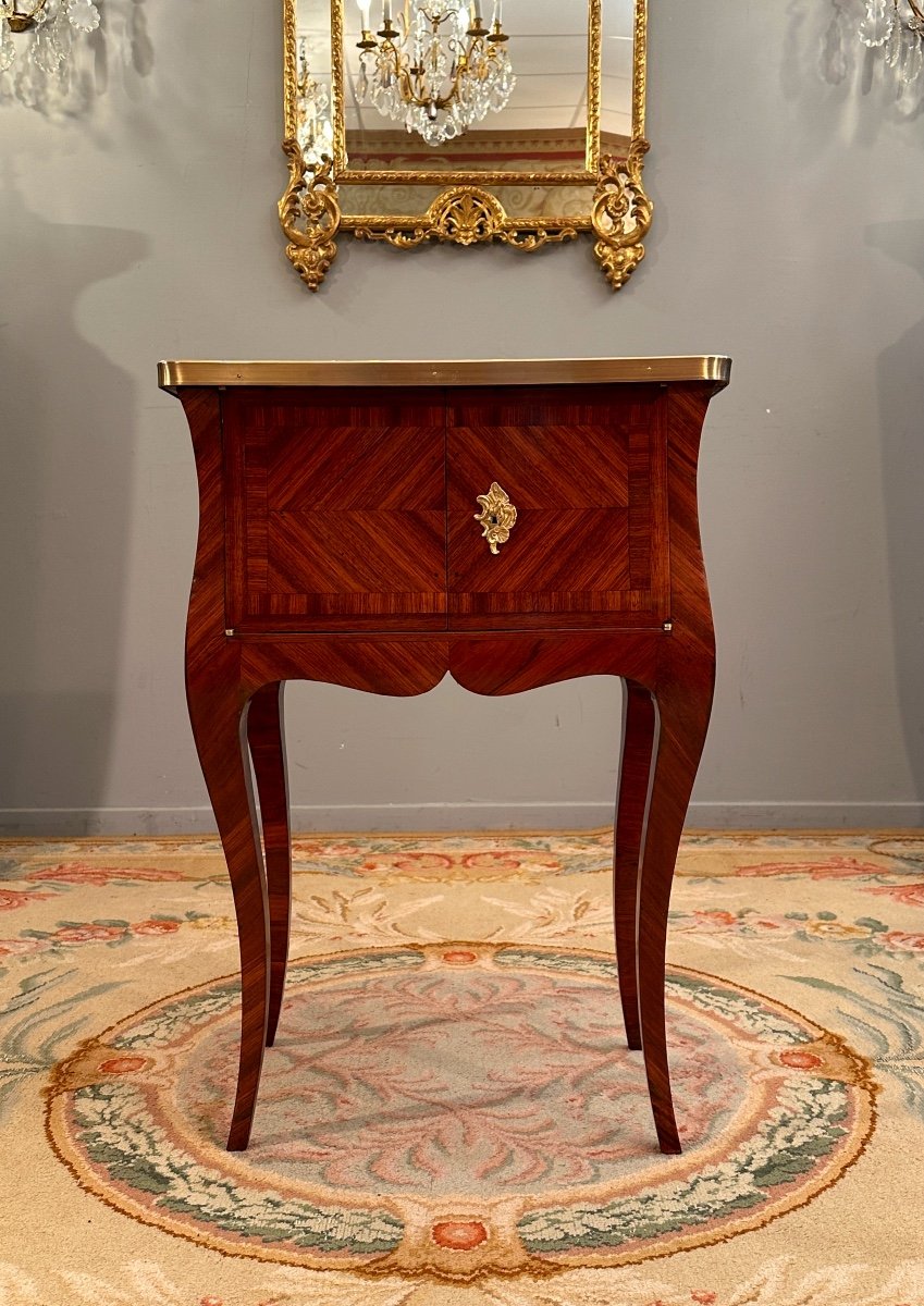 Small Table Between Two In Marquetry, Louis XV Period Around 1750-photo-3