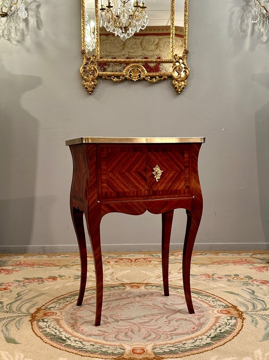 Small Table Between Two In Marquetry, Louis XV Period Around 1750-photo-3