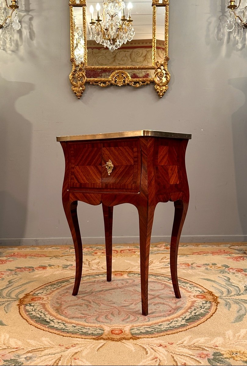 Small Table Between Two In Marquetry, Louis XV Period Around 1750-photo-5