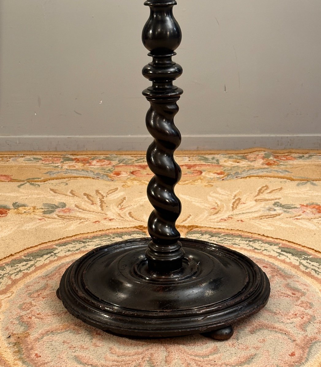 Louis XIII XVIIth Period Blackened Wood Pedestal Selette-photo-4