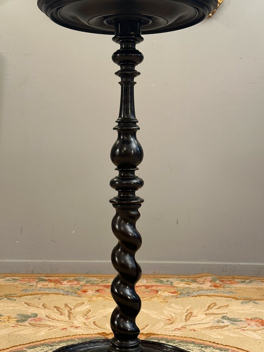 Louis XIII XVIIth Period Blackened Wood Pedestal Selette-photo-6