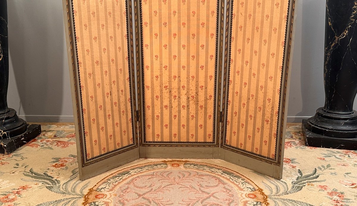 Louis XVI Style Lacquered Wooden Screen, 19th Century-photo-3