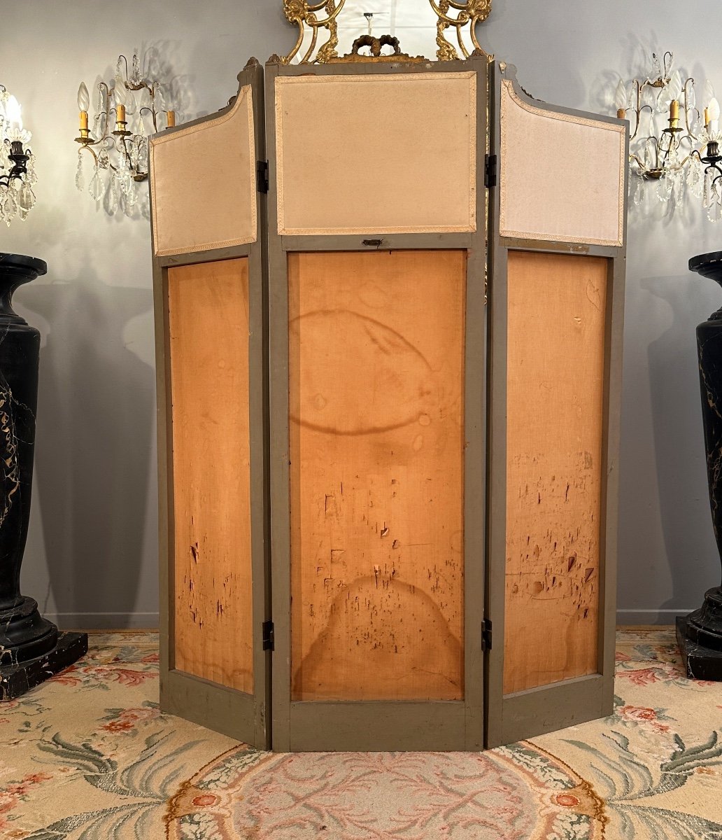 Louis XVI Style Lacquered Wooden Screen, 19th Century-photo-1