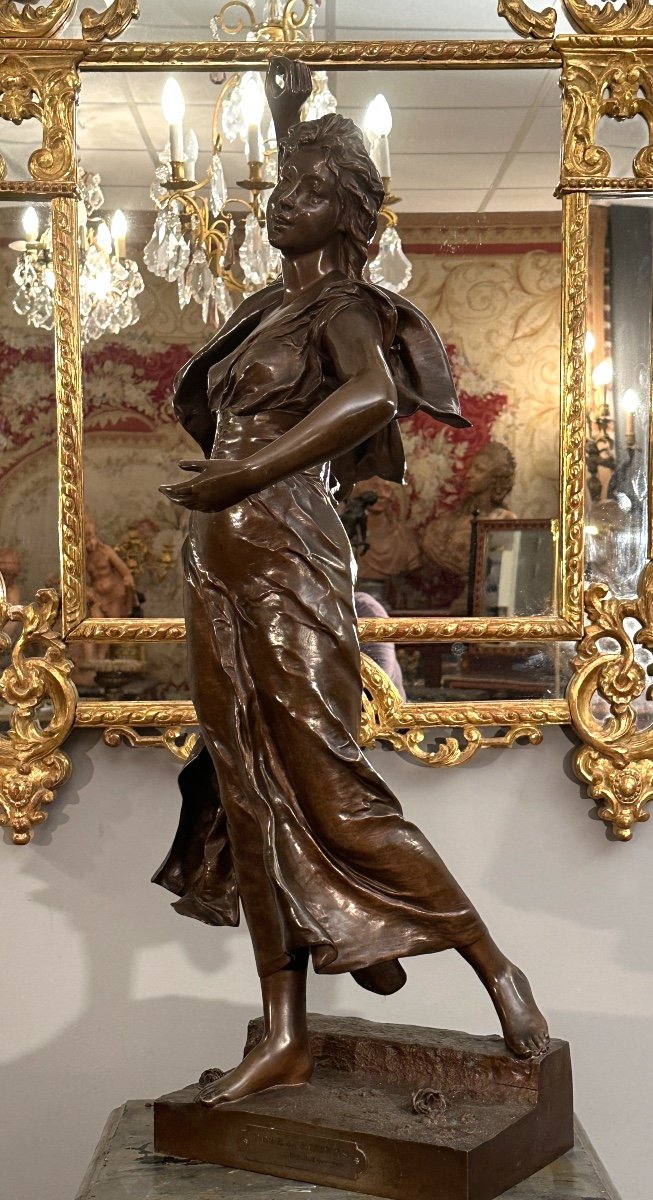 Important Sculpture En Bronze Fête Des Fleurs Par Alexandre Levasseur XIXème (90 cm)-photo-3