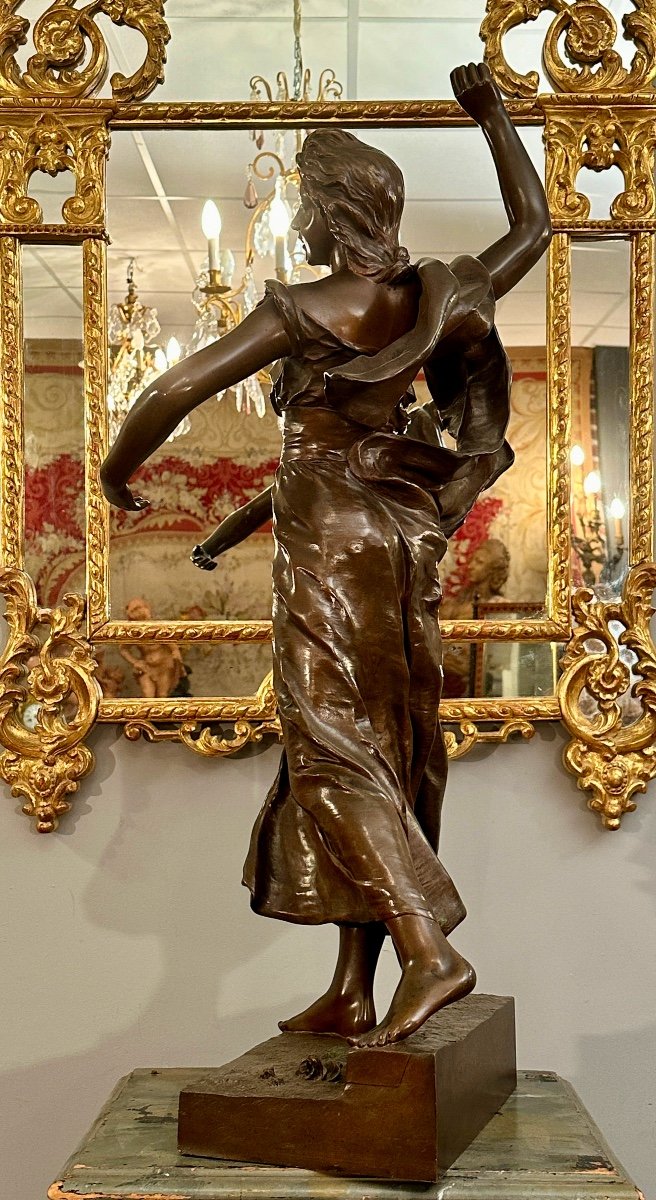 Important Sculpture En Bronze Fête Des Fleurs Par Alexandre Levasseur XIXème (90 cm)-photo-4