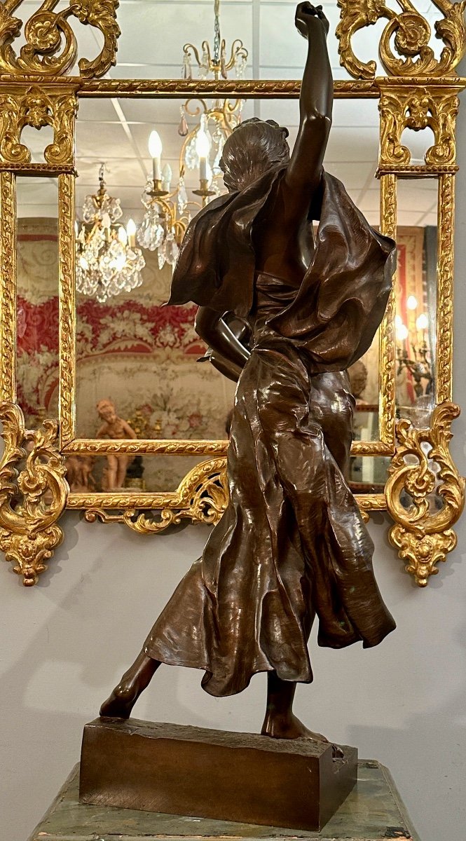 Important Sculpture En Bronze Fête Des Fleurs Par Alexandre Levasseur XIXème (90 cm)-photo-3