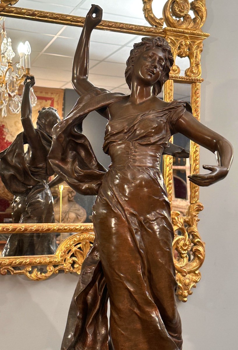 Important Sculpture En Bronze Fête Des Fleurs Par Alexandre Levasseur XIXème (90 cm)-photo-6