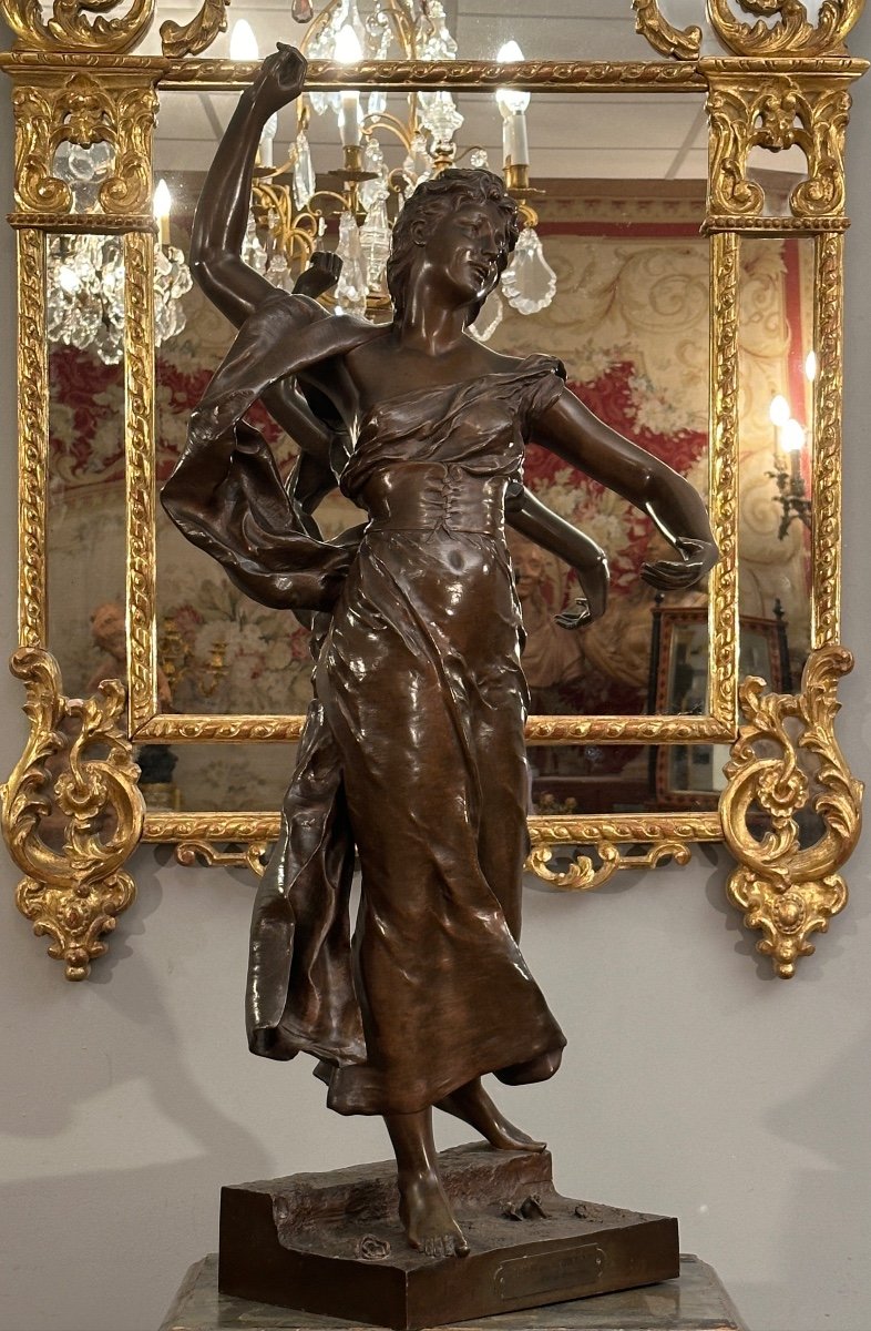 Important Sculpture En Bronze Fête Des Fleurs Par Alexandre Levasseur XIXème (90 cm)