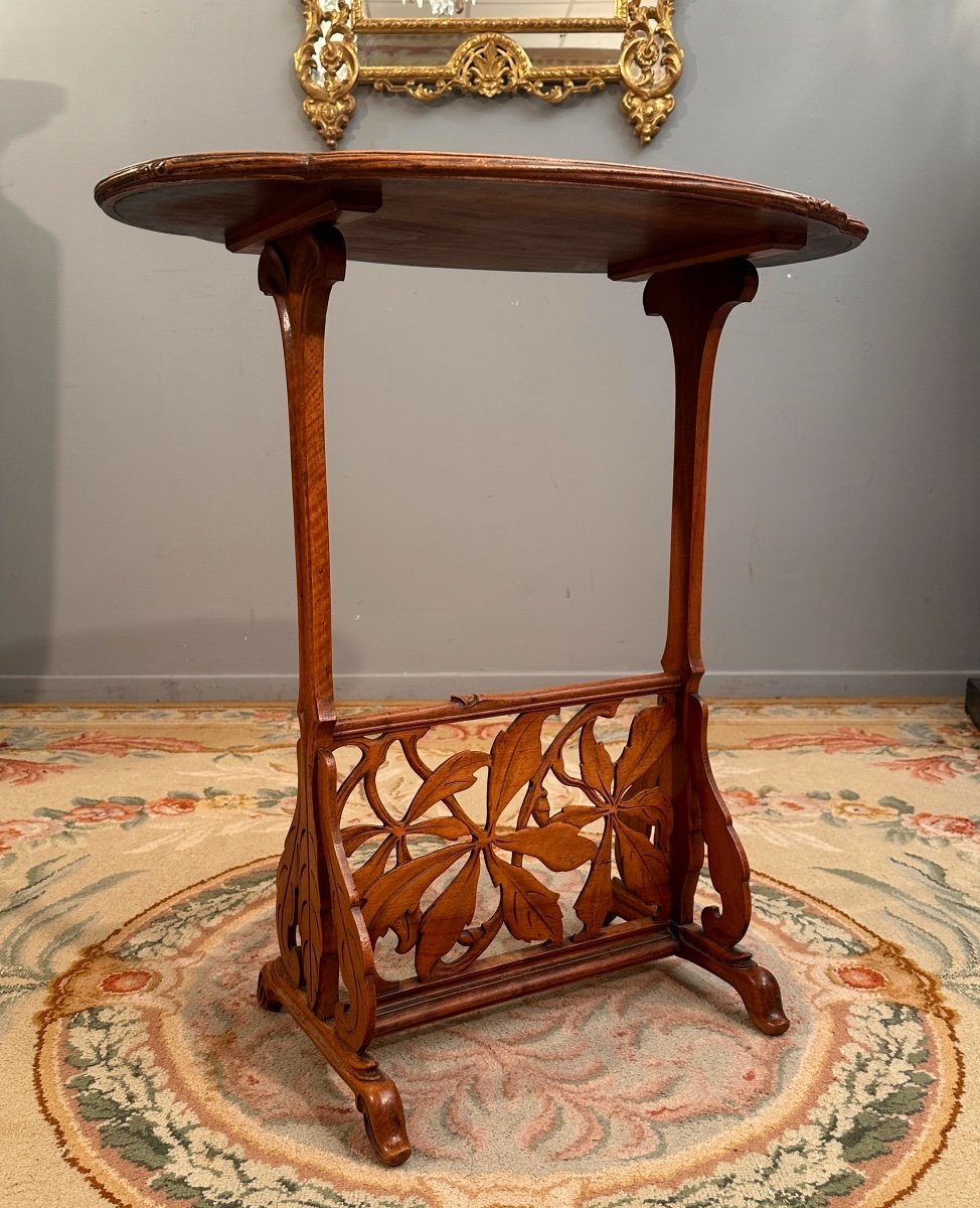 Emile Gallé, Rare Art Nouveau Pedestal Table With Swallows (1846 - 1904)-photo-6