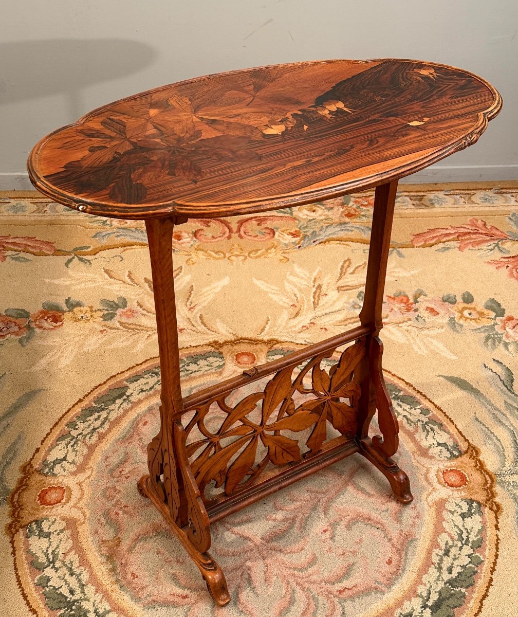 Emile Gallé, Rare Art Nouveau Pedestal Table With Swallows (1846 - 1904)