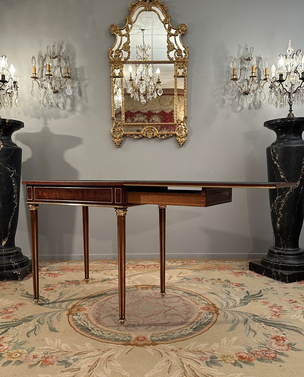 Louis XVI Style Mahogany Games Table Napoleon III Period-photo-4