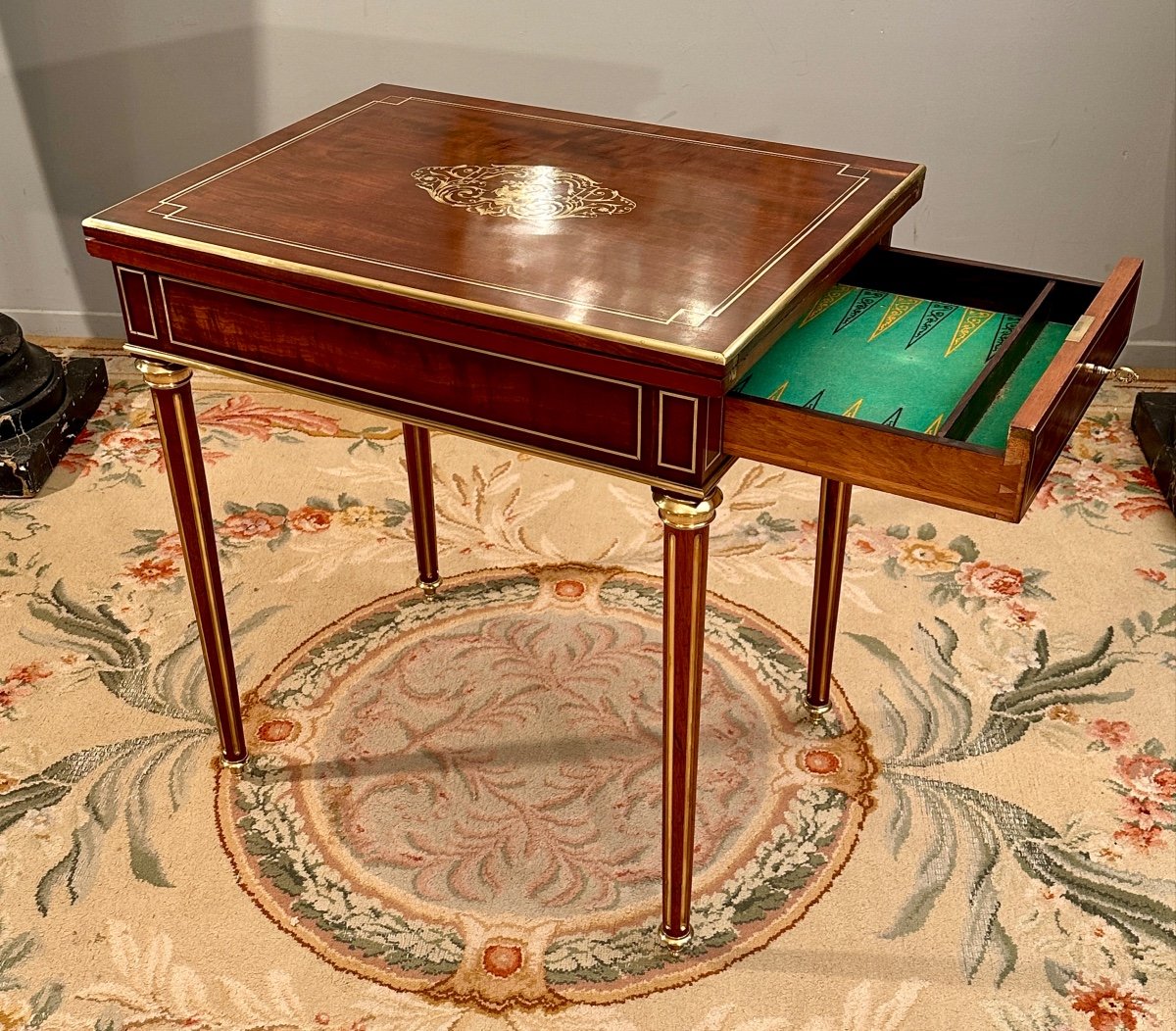 Louis XVI Style Mahogany Games Table Napoleon III Period-photo-2